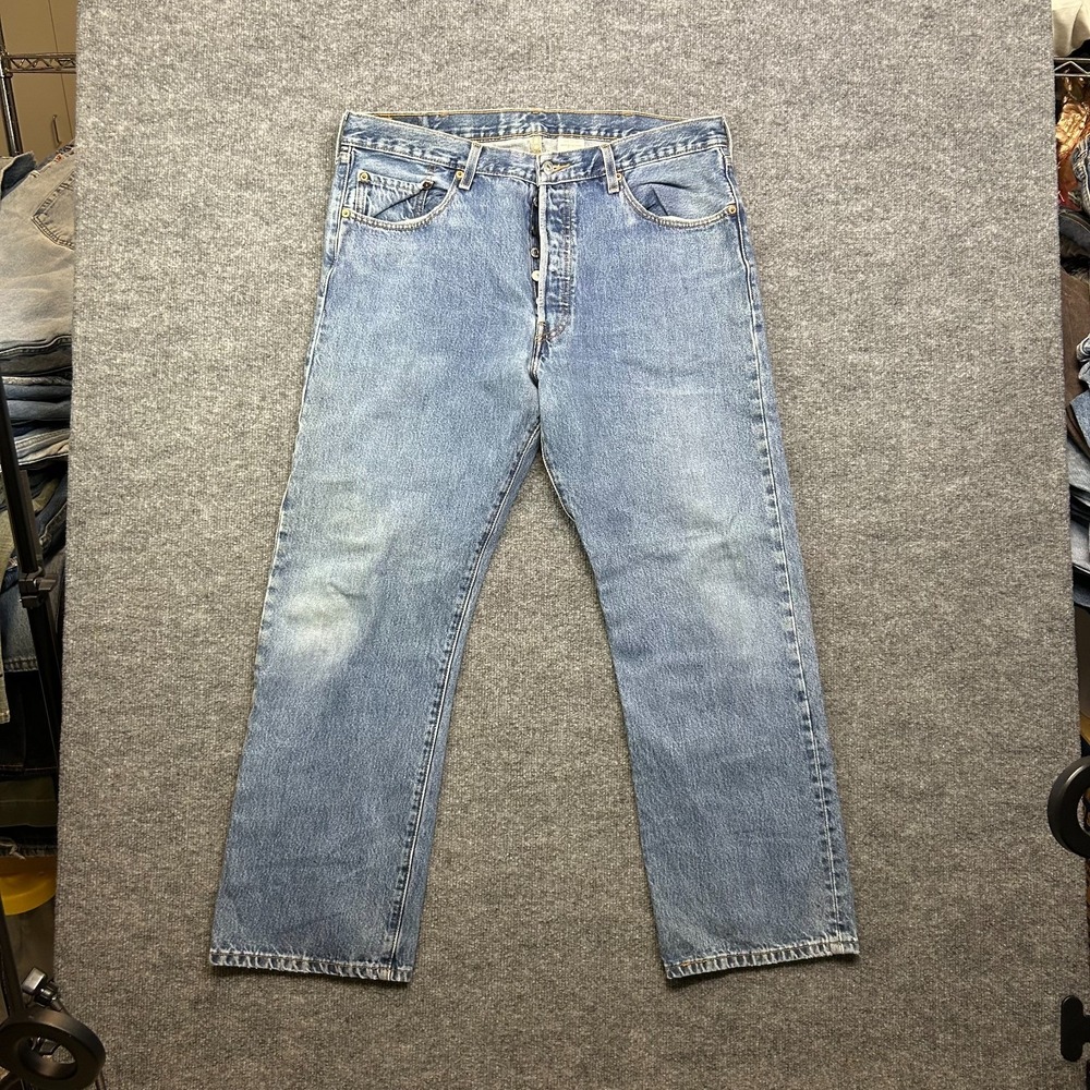 Levi's 501 Jeans Men's Blue Denim Straight Pockets Button Fly Classic - 38X29‎